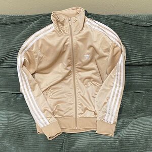 adidas Beige Track Jacket with White 3-Stripes